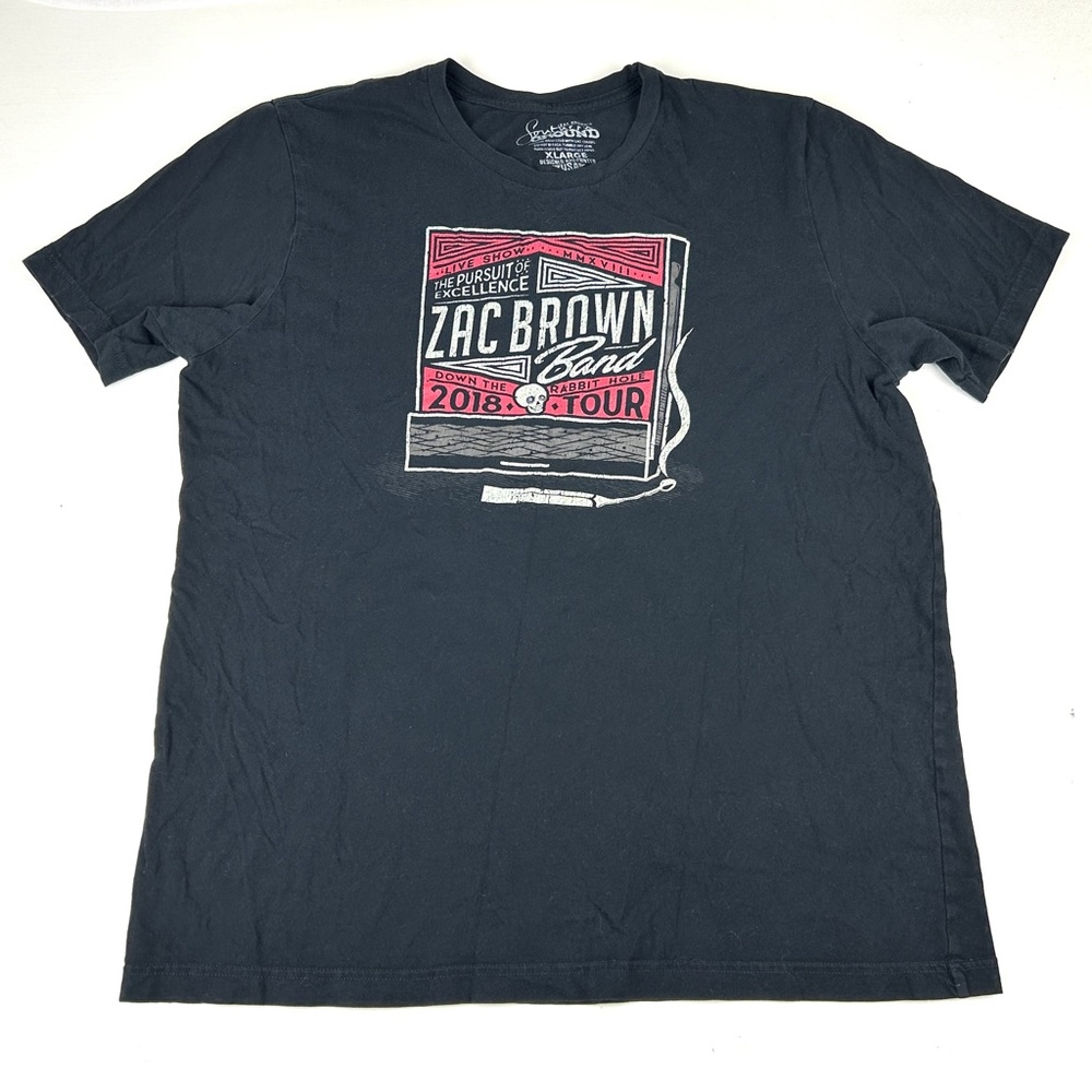 Zac Brown Band 2018 Tour T-Shirt Southern Ground Black Sz XL Down Rabbit Hole